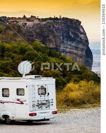 Camper car in mountains Meteora Greece 138364918