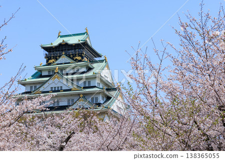 從西之丸庭園看到的大阪城，櫻花盛開。 138365055