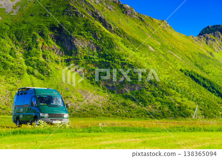 Camper van camp on nature, Norway Camper van camp on nature, Norway 138365094