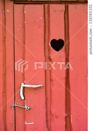 Outdoor toilet door with heart Outdoor toilet door with heart 138365101