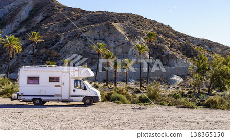Rv camper in Sierra Alhamilla mountains, Spain. Rv camper in Sierra Alhamilla mountains, Spain. 138365150
