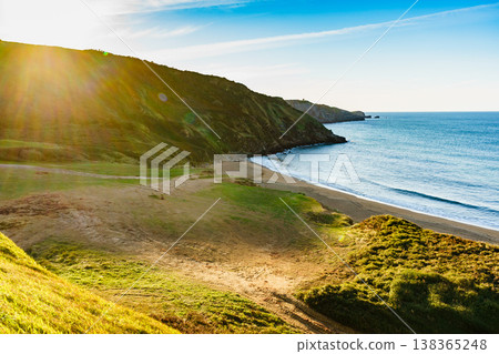 Asturias coast with Carniciega beach in Spain. Asturias coast with Carniciega beach in Spain. 138365248