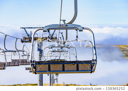 Chair lift in mountain, Serra da Estrela, Portugal 138365252