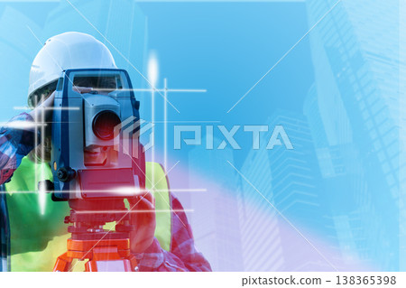 The engineer used theodolite equipment while working on the construction site to survey the route for building a bridge across the intersection. This was done in order to reduce traffic congestion The engineer used theodolite equipment while working on the construction site to survey the route for building a bridge across the intersection. This was done in order to reduce traffic congestion 138365398