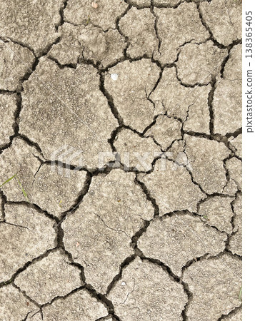 Dry and cracked ground due to lack of rain or irrigation Dry and cracked ground due to lack of rain or irrigation 138365405