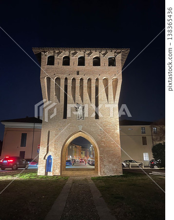 Entrance gate to the medieval city of Cento, Ferrara, Italy 138365436