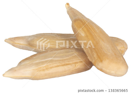 Sunflower seeds pile isolated on white background Sunflower seeds pile isolated on white background 138365665