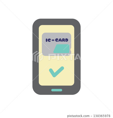 智慧型手機上顯示的行動IC卡示意圖 138365978