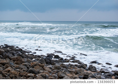 Ocean Surf and Cliffside Beach in Sunny Daylight Ocean Surf and Cliffside Beach in Sunny Daylight 138366053