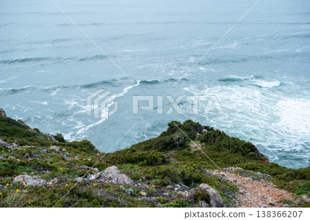 Powerful Surf Hitting Rocky Beach Under Cliff Powerful Surf Hitting Rocky Beach Under Cliff 138366207