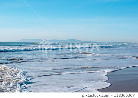 Cliff Beach Landscape with Crashing Ocean Surf 138366307
