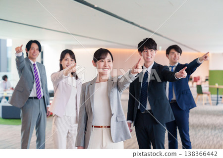 Business teams that demonstrate leadership by pointing their fingers Business teams that demonstrate leadership by pointing their fingers 138366442