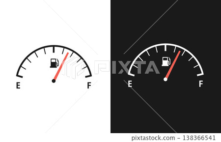 Fuel gauge, gasoline gauge, remaining fuel meter icon set (light/dark) 138366541