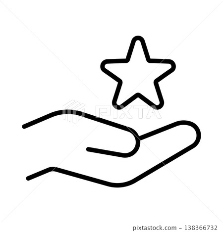 Icon representing reviews and recommendations: A star on a hand Icon representing reviews and recommendations: A star on a hand 138366732