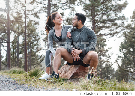 Relax, fitness and team with couple in nature for cardio challenge, training coach and workout partner. Personal trainer, health and race practice with man and woman outdoor for runner and break Relax, fitness and team with couple in nature for cardio challenge, training coach and workout partner. Personal trainer, health and race practice with man and woman outdoor for runner and break 138366806