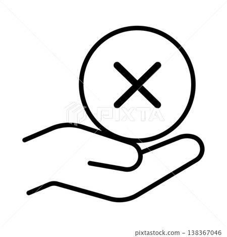 手上的NG標記圖示(禁止/錯誤) 手上的NG標記圖示(禁止/錯誤) 138367046