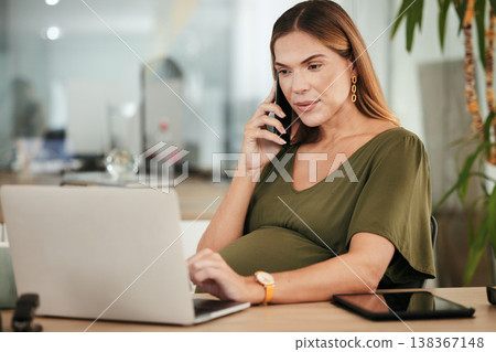 Phone call conversation, office laptop and pregnant woman online, typing and reading website research, insight or report. Cellphone, pregnancy and maternity person check schedule or consultation info Phone call conversation, office laptop and pregnant woman online, typing and reading website research, insight or report. Cellphone, pregnancy and maternity person check schedule or consultation info 138367148