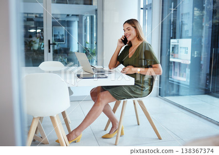 Pregnant woman, business phone call and office with talk, smile and touch belly with networking. Entrepreneur, smartphone and thinking for negotiation, deal and sales update at desk with pregnancy Pregnant woman, business phone call and office with talk, smile and touch belly with networking. Entrepreneur, smartphone and thinking for negotiation, deal and sales update at desk with pregnancy 138367374