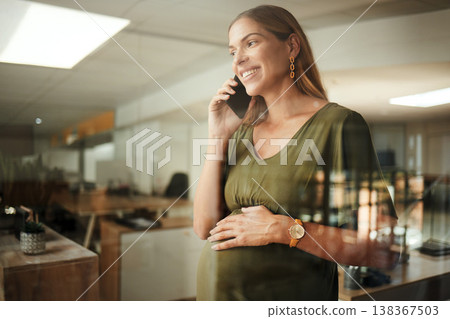 Happy phone call, conversation and professional pregnant woman consulting on development plan, report or project. Window, pregnancy and maternity worker speaking with smartphone investment contact Happy phone call, conversation and professional pregnant woman consulting on development plan, report or project. Window, pregnancy and maternity worker speaking with smartphone investment contact 138367503