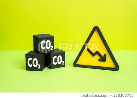 CO2 emissions decline under new environmental standards. Climate policy drives reduction. Sustainability efforts, regulation, green transition support cleaner industry. Ecological responsibility CO2 emissions decline under new environmental standards. Climate policy drives reduction. Sustainability efforts, regulation, green transition support cleaner industry. Ecological responsibility 138367793