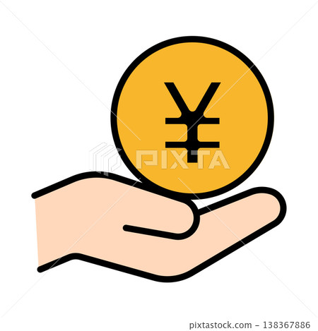 A circle icon on a hand represents payments and earnings. 138367886