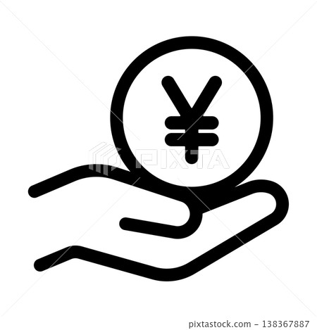 A circle icon on a hand represents payments and earnings. A circle icon on a hand represents payments and earnings. 138367887