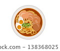 A delicious-looking bowl of char siu ramen seen from above. 138368025
