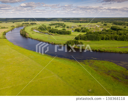Gulf meadows in the floodplain of the Oka River, Russia 138368118