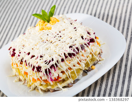Dressed herring salad Dressed herring salad 138368297