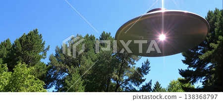 UFO, alien spaceship in the sky, invasion UFO, alien spaceship in the sky, invasion 138368797