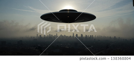 UFO, alien spaceship in the sky, invasion UFO, alien spaceship in the sky, invasion 138368804