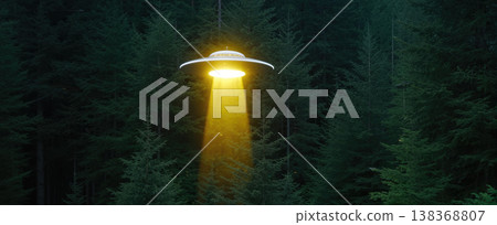 UFO, alien spaceship in the sky, invasion UFO, alien spaceship in the sky, invasion 138368807