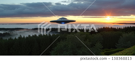 UFO, alien spaceship in the sky, invasion UFO, alien spaceship in the sky, invasion 138368813