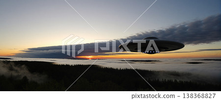 UFO, alien spaceship in the sky, invasion UFO, alien spaceship in the sky, invasion 138368827
