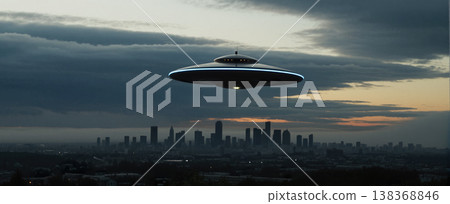 UFO, alien spaceship in the sky, invasion UFO, alien spaceship in the sky, invasion 138368846