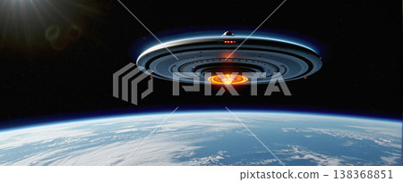 UFO, alien spaceship in the sky, invasion UFO, alien spaceship in the sky, invasion 138368851