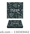 Seamless pattern slice pizza Pepperoni, Margherita, Mexican with ingredients. Vintage vector engrave 138369442