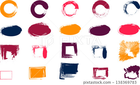 Collection of grungy brush stroke shapes and textures with hand drawn Collection of grungy brush stroke shapes and textures with hand drawn 138369783