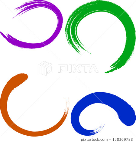 Four colorful brush stroke circles on white background Four colorful brush stroke circles on white background 138369788