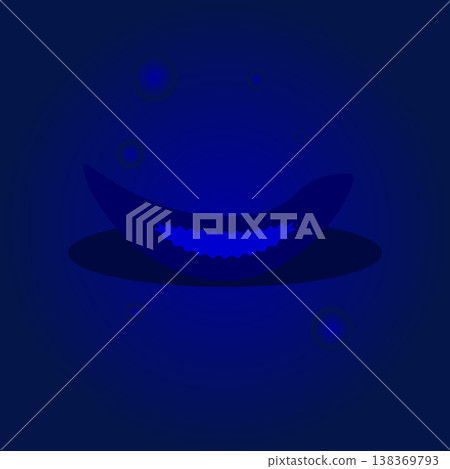 Abstract blue crescent moon shape with glowing light with abstract art 138369793
