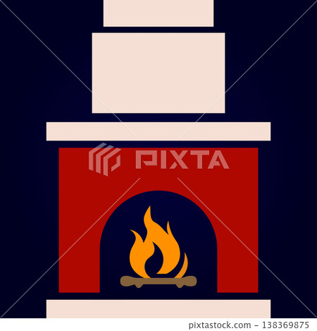 Warm fireplace with burning logs with living room Warm fireplace with burning logs with living room 138369875