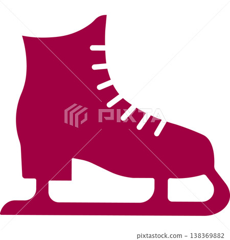 Pink ice skate winter sport equipment icon with ice skating with white backgroun 138369882