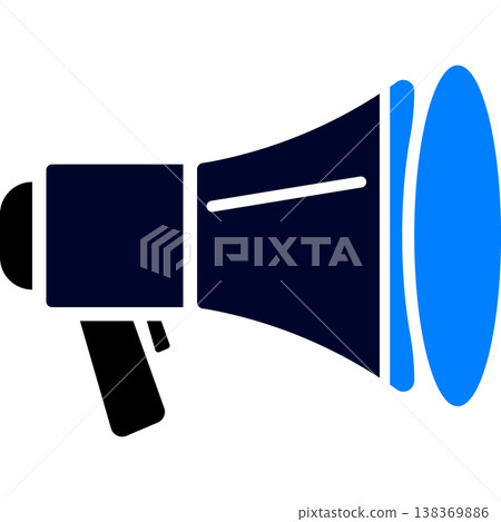 Blue and dark blue megaphone icon with public address with flat design Blue and dark blue megaphone icon with public address with flat design 138369886