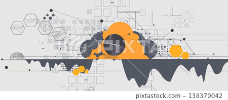Cloud modern concept technology background with wireframe elements 138370042