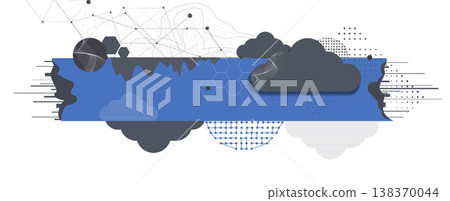 Cloud modern concept technology background with wireframe elements 138370044