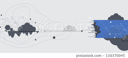 Cloud modern concept technology background with wireframe elements 138370045