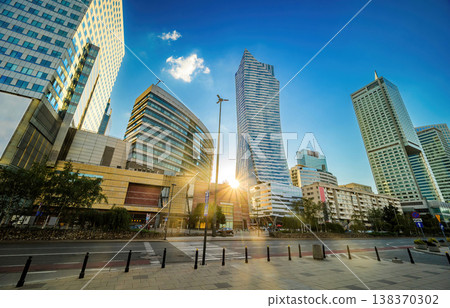 Sunset In Central Business Part Of Warsaw In Poland Sunset In Central Business Part Of Warsaw In Poland 138370302
