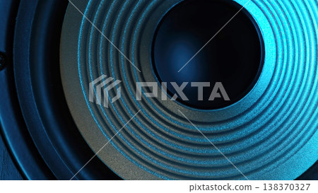 Macro Shoot Of Bass Music Speaker Macro Shoot Of Bass Music Speaker 138370327