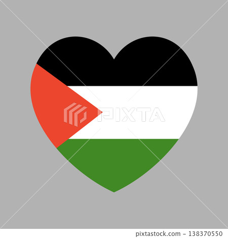 Palestine flag heart shaped icon, sticker. Flag Palestine symbol, button, banner, badge in heart shape. National flag sign heart. 138370550