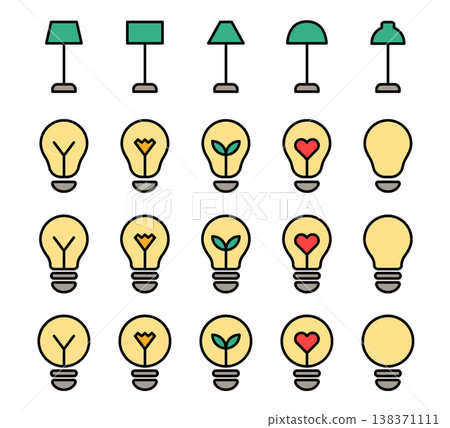Lamp Icon Set - Colored Outline 138371111